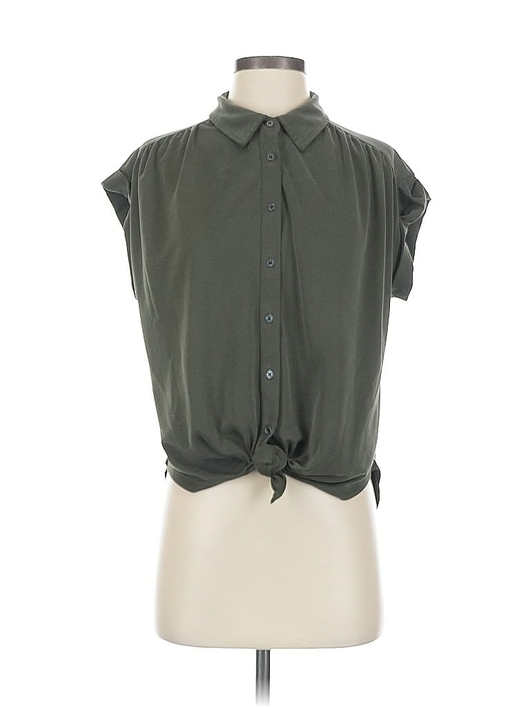 Pre-owned Lou & Grey Sleeveless Button Down Shirt In Green