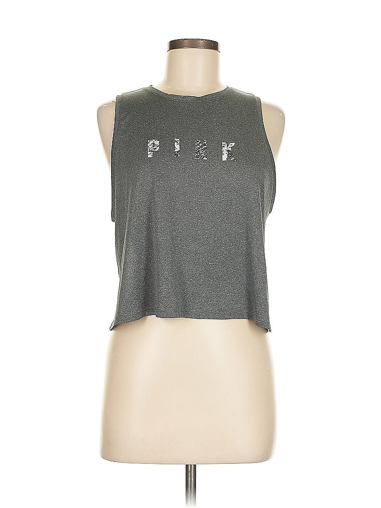Pre-owned Victoria's Secret Pink Sleeveless T-shirt In Gray