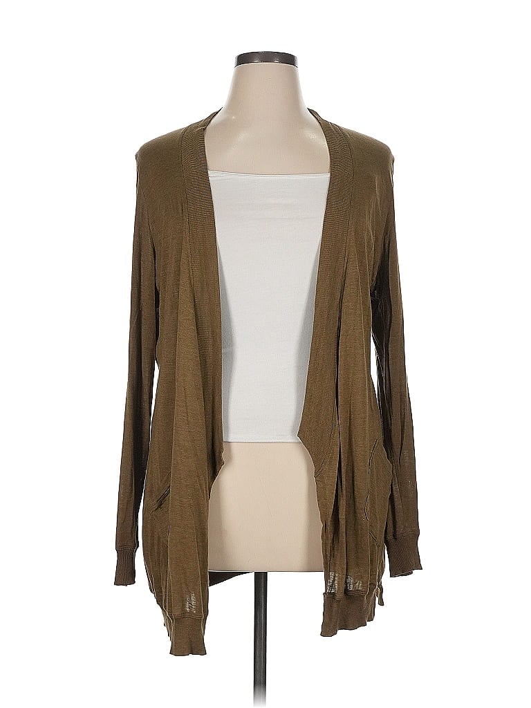 Pre-owned Eileen Fisher Silk Cardigan Sweater In Brown