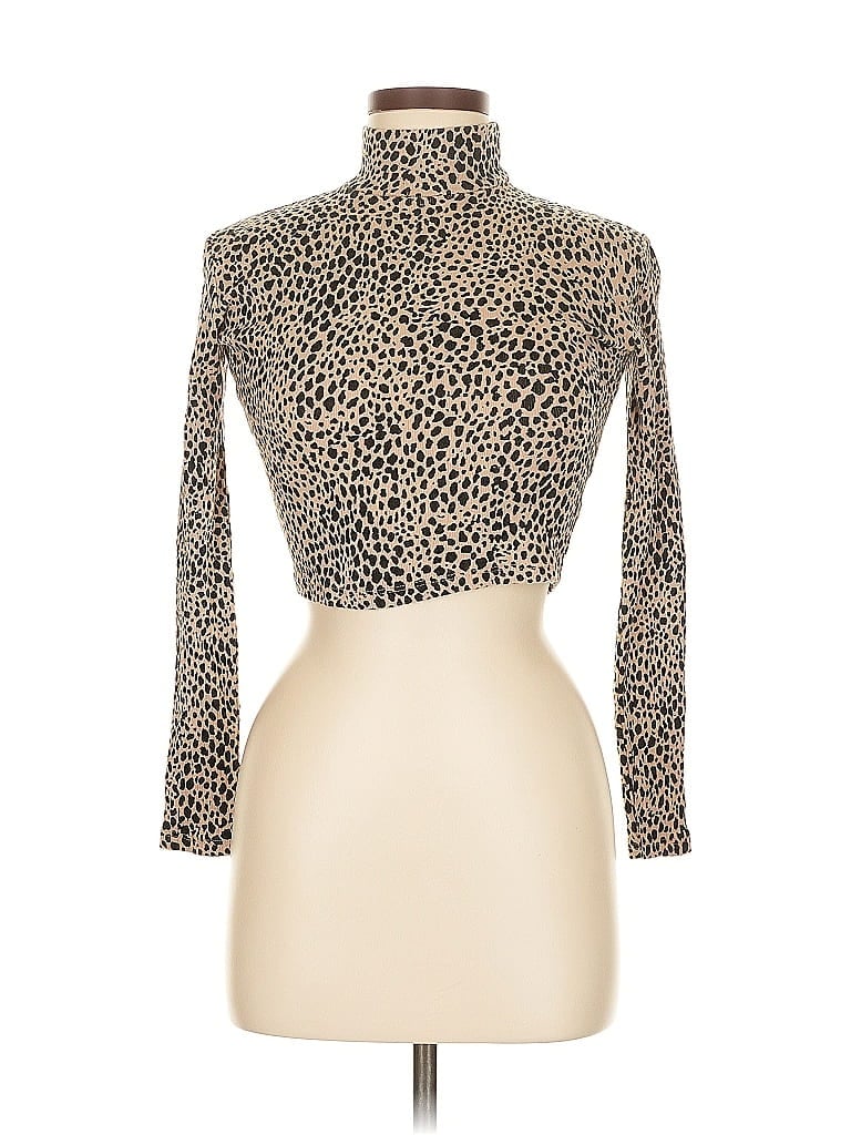 BRANDY MELVILLE Pre-owned Long Sleeve Top Tan Turtleneck Tops In Brown