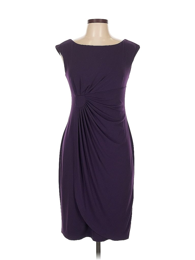 Connected Apparel Solid Purple Cocktail Dress Size 10 - photo 1