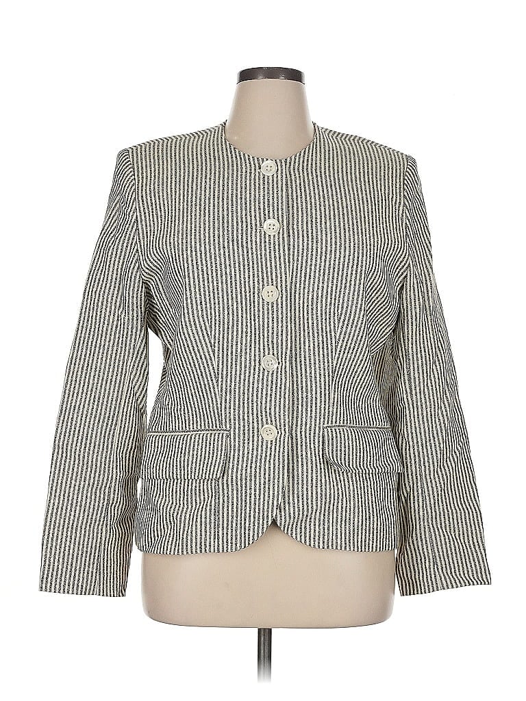 Peruvian Connection 100% Wool Houndstooth Ivory Wool Blazer Size 14 - photo 1