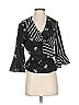 Lord & Taylor 100% Polyester Black 3/4 Sleeve Blouse Size XXS (estimated) - photo 1