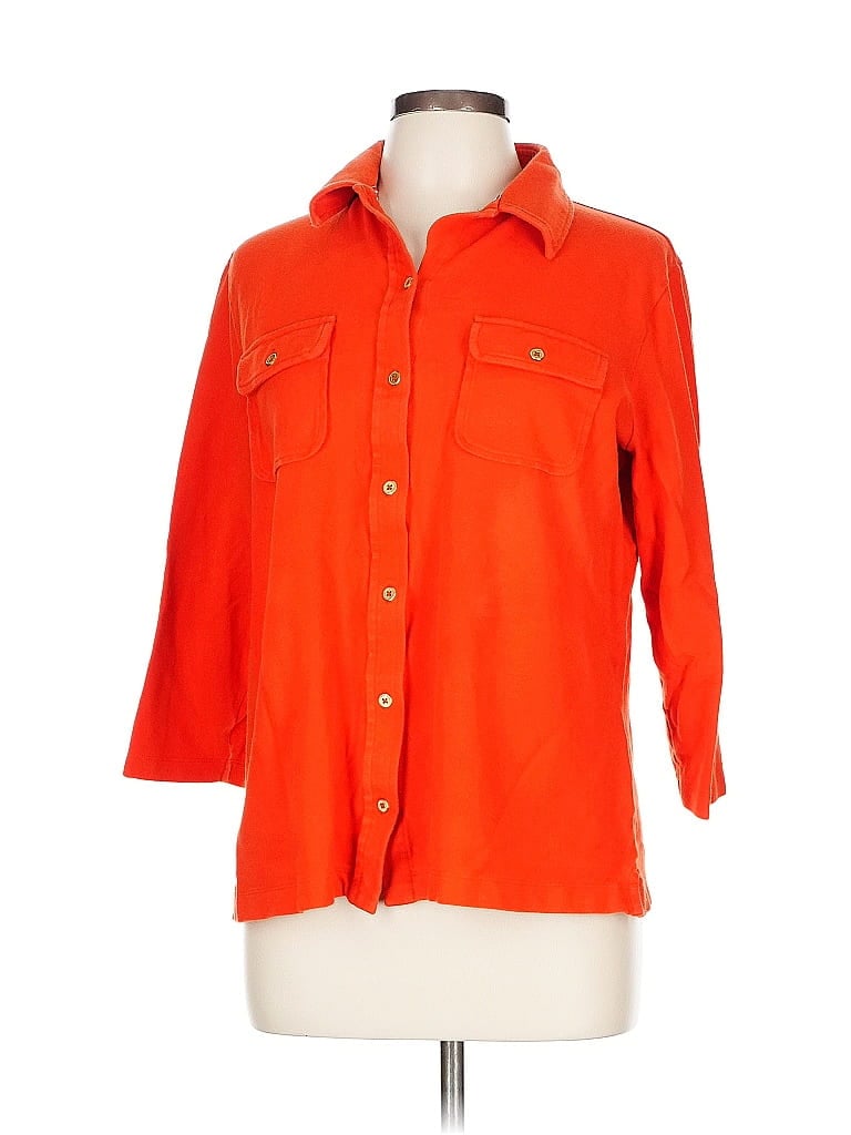 Pre-owned Lands' End 3/4 Sleeve Blouse In Orange