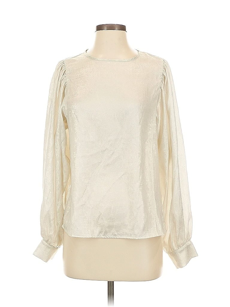 Pre-owned Vine & Love Long Sleeve Blouse In White