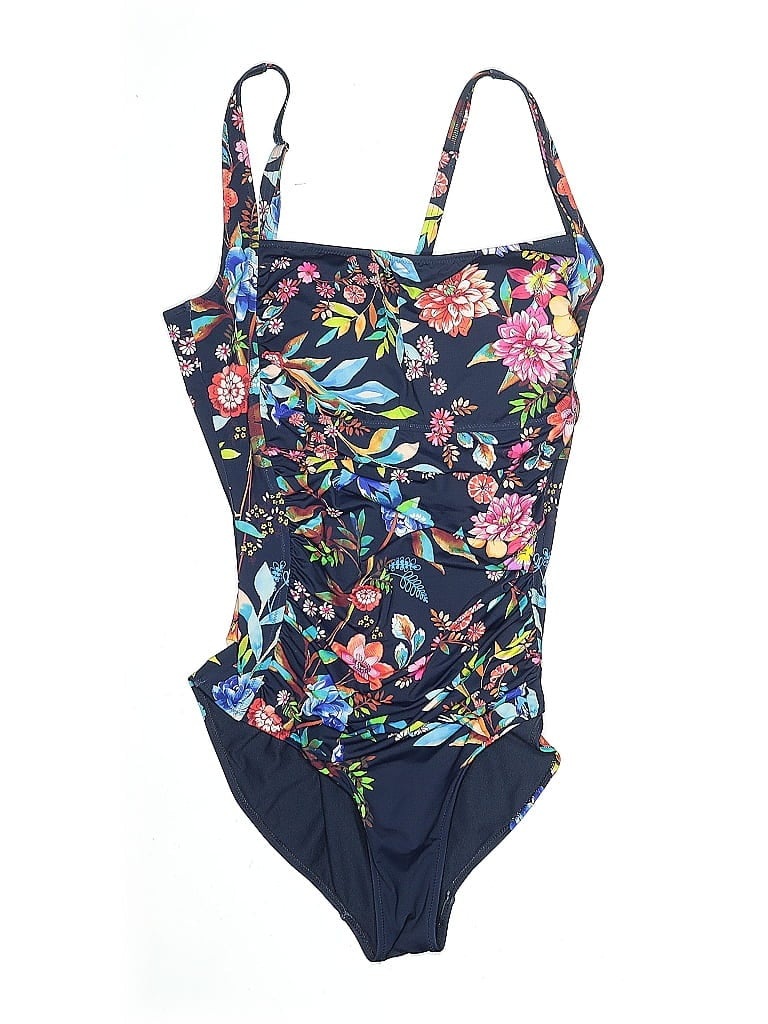 Johnny Was Floral Graphic Blue One Piece Swimsuit Size 2X - photo 1