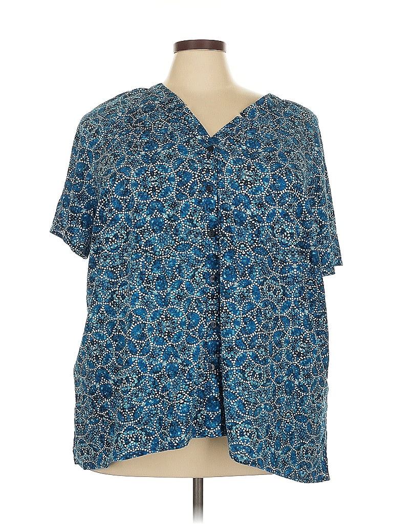 Catherines Blue Short Sleeve Blouse Size 3X (petite) - photo 1