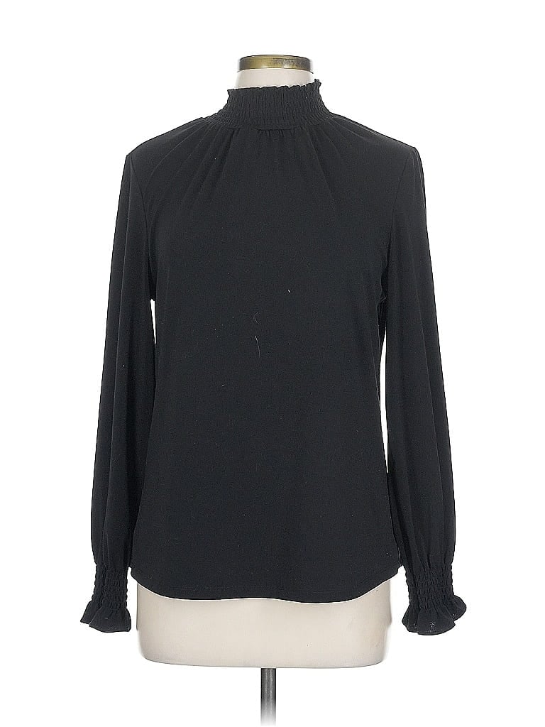 Pre-owned Adrianna Papell Long Sleeve Blouse In Black