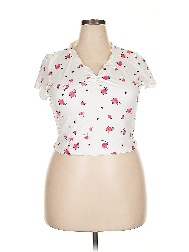 Pre-owned Unbranded Short Sleeve Blouse In White
