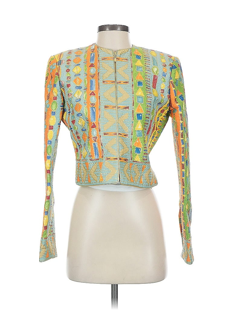 Carlisle 100% Silk Green Blue Jacket Size 2 - photo 1