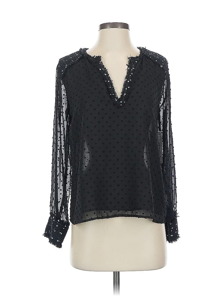 Zara Basic Long Sleeve Henley Shirt In Black