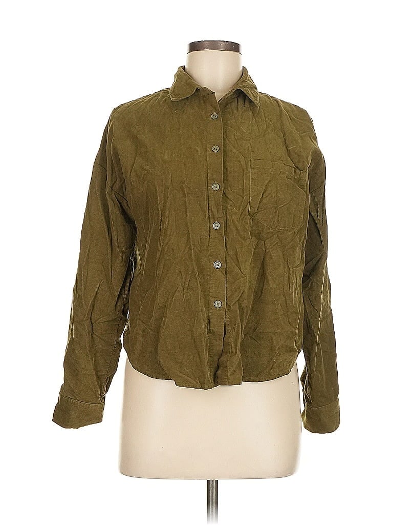 Click to view more detailed imagery on our partner's website Pre-owned Forever 21 Long Sleeve Button Down Shirt In Green