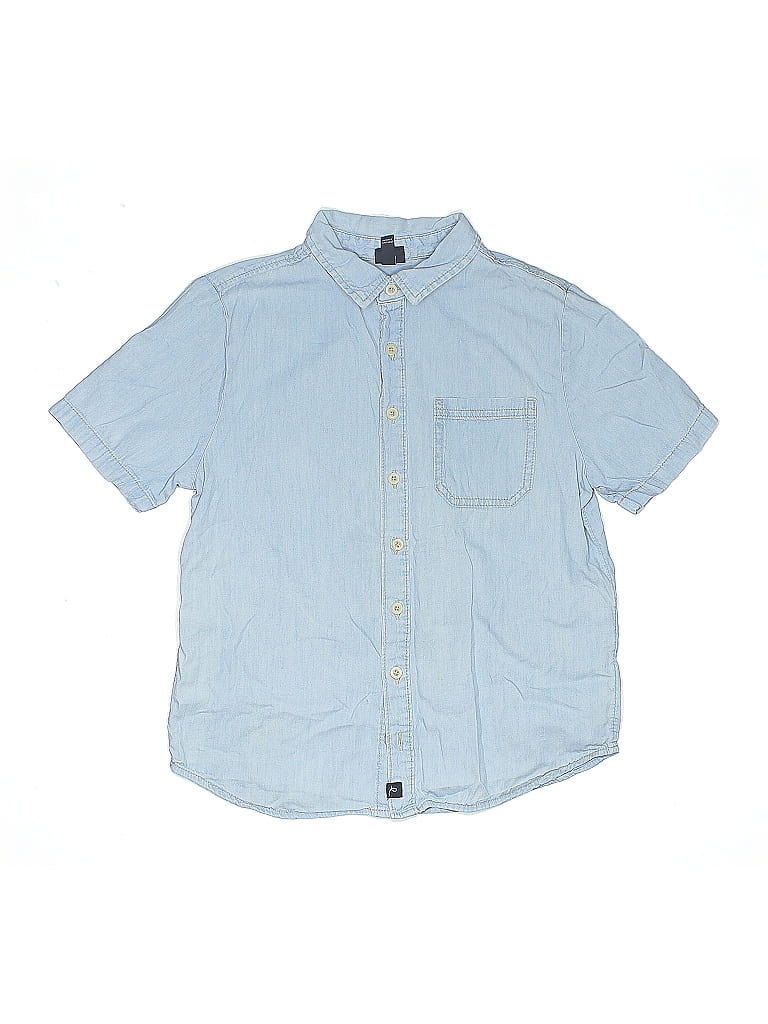Art Class Solid Blue Short Sleeve Button-Down Shirt Size 10 - photo 1
