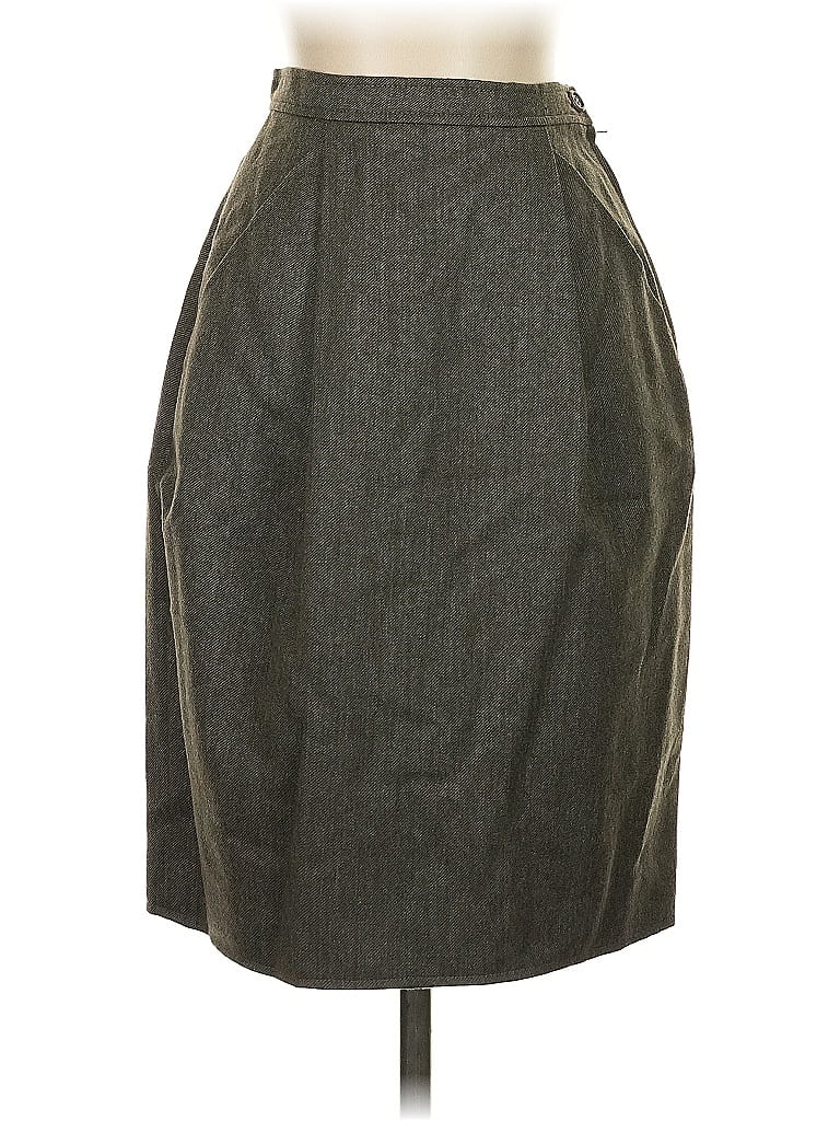 Giorgio Armani 100% Wool Chevron-herringbone Gray Green Wool Skirt Size 4 - photo 1