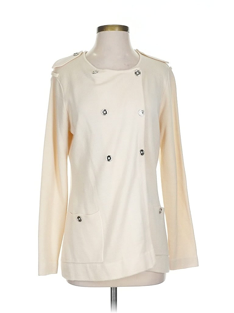 Pre-owned Calvin Klein Cardigan Sweater In White