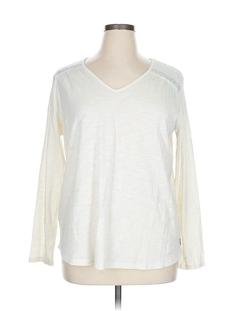 Pre-owned Eddie Bauer Long Sleeve T-shirt In White