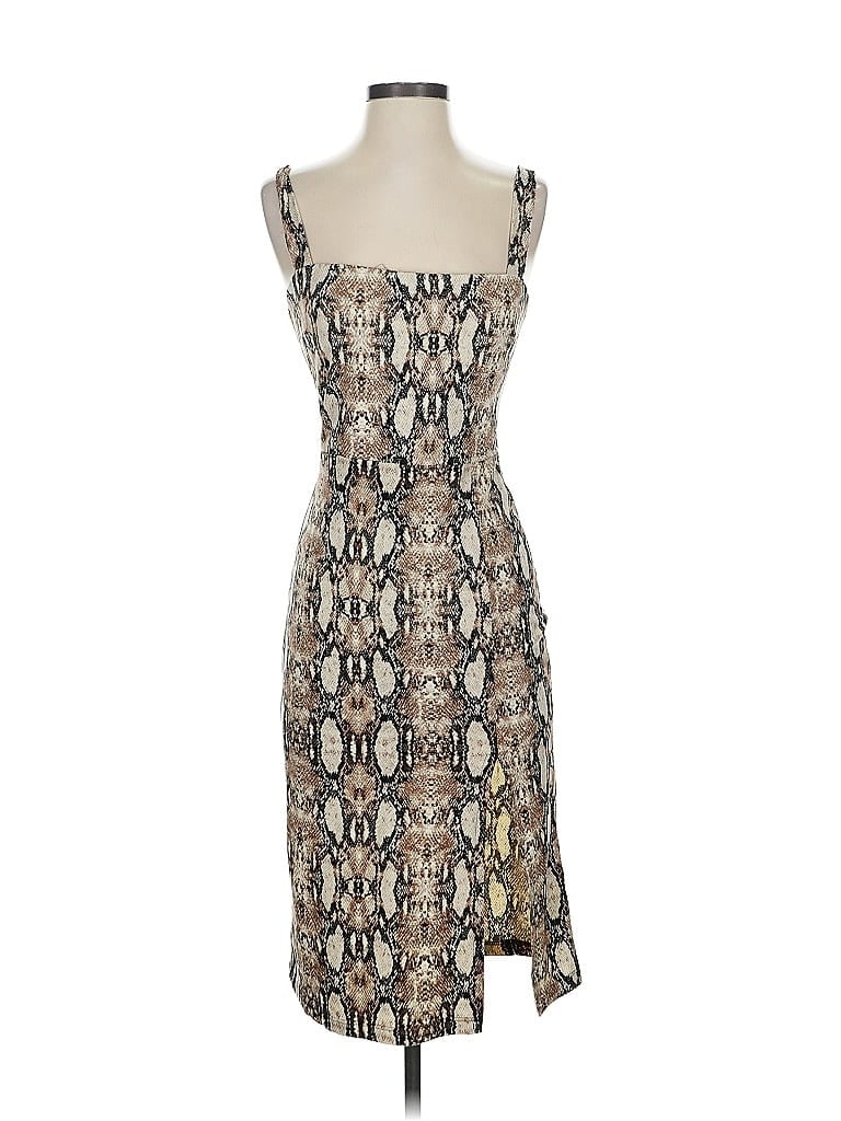 All in Favor Animal Print Brown Cocktail Dress Size S - photo 1