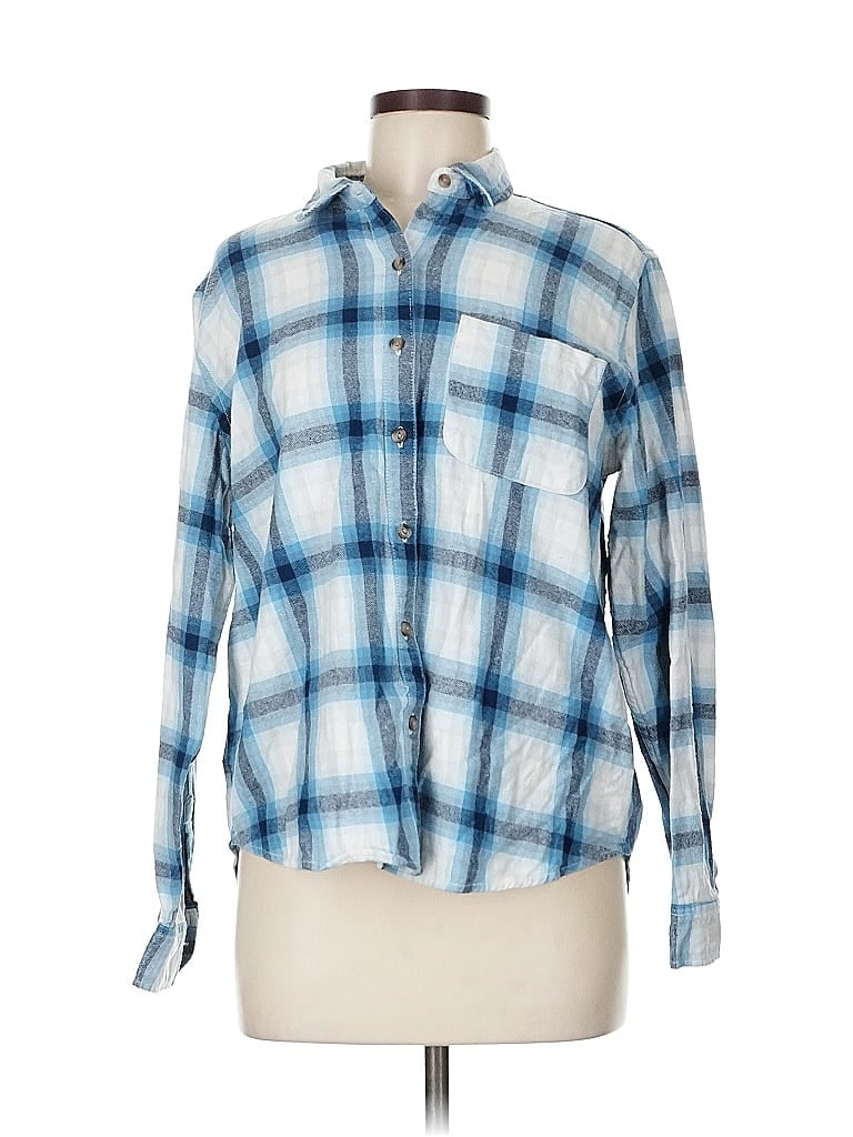 Pre-owned Universal Thread Long Sleeve Polo Shirt In Blue