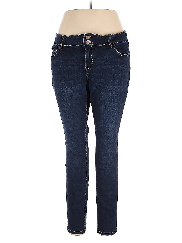 Soho JEANS NEW YORK & COMPANY Solid Blue Jeans Size 16 - photo 1