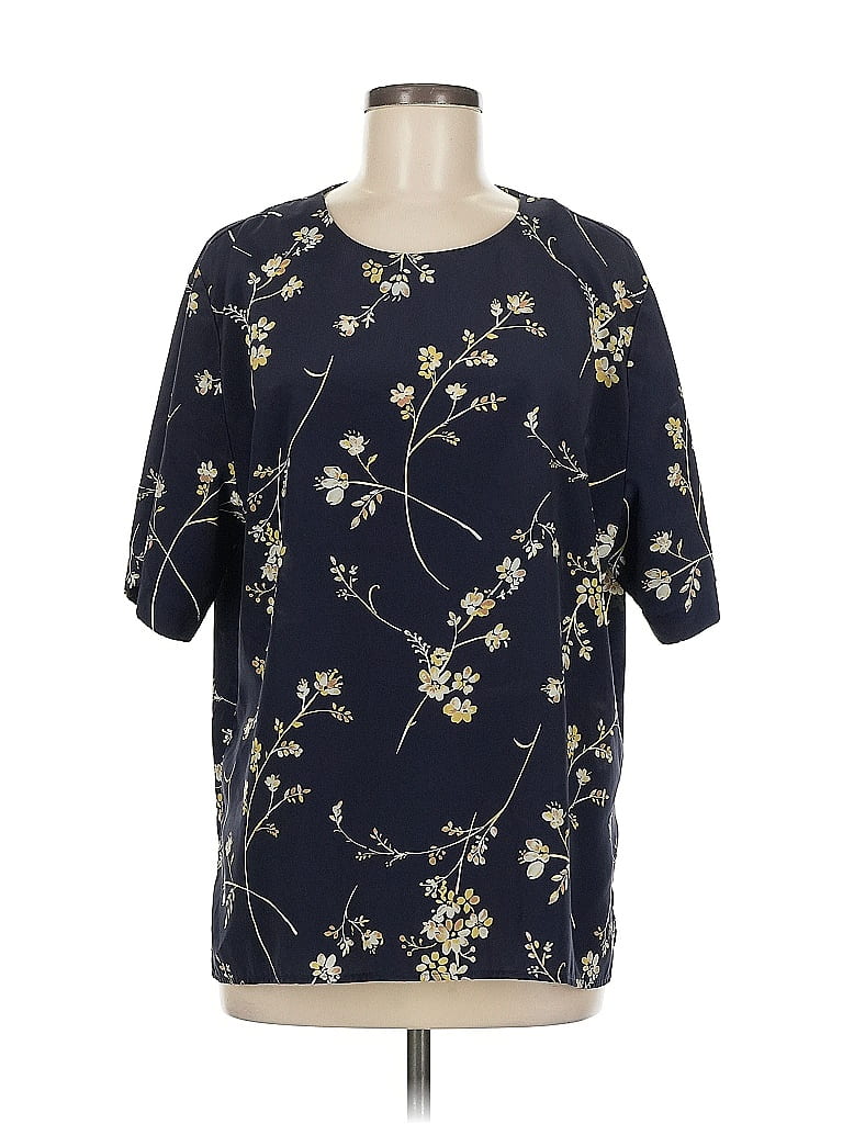 Pre-owned Ashley Stewart Short Sleeve Blouse In Blue