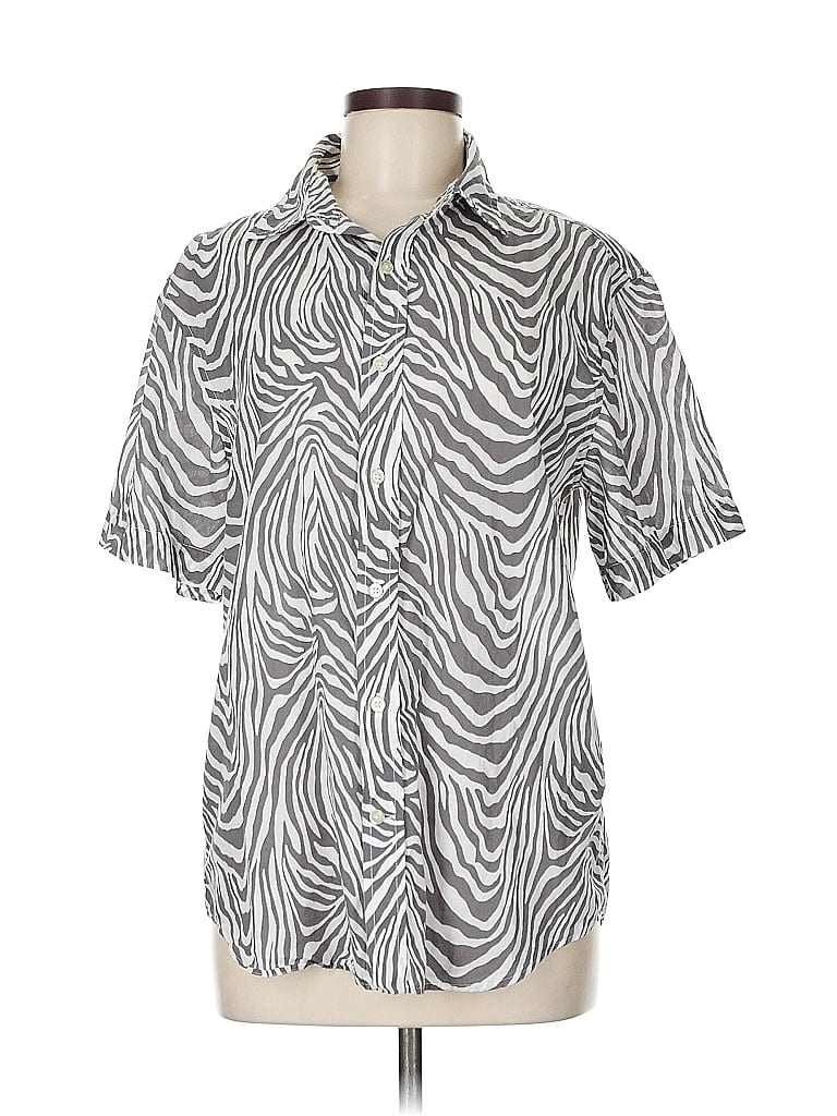 Pre-owned Banana Republic Short Sleeve Blouse In Silver