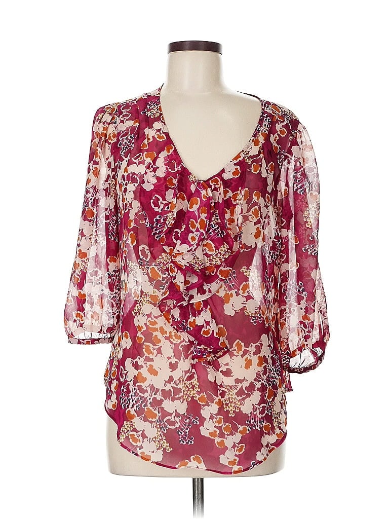 Click to view more detailed imagery on our partner's website Pre-owned Elle 3/4 Sleeve Blouse In Burgundy