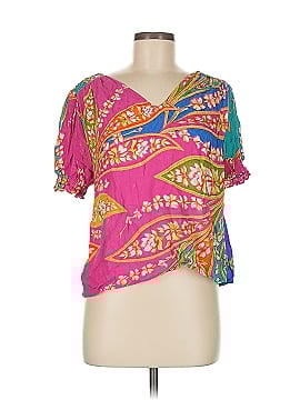 Haute Hippie Tribe Print or Solid V-Neck Peasant Top, Black