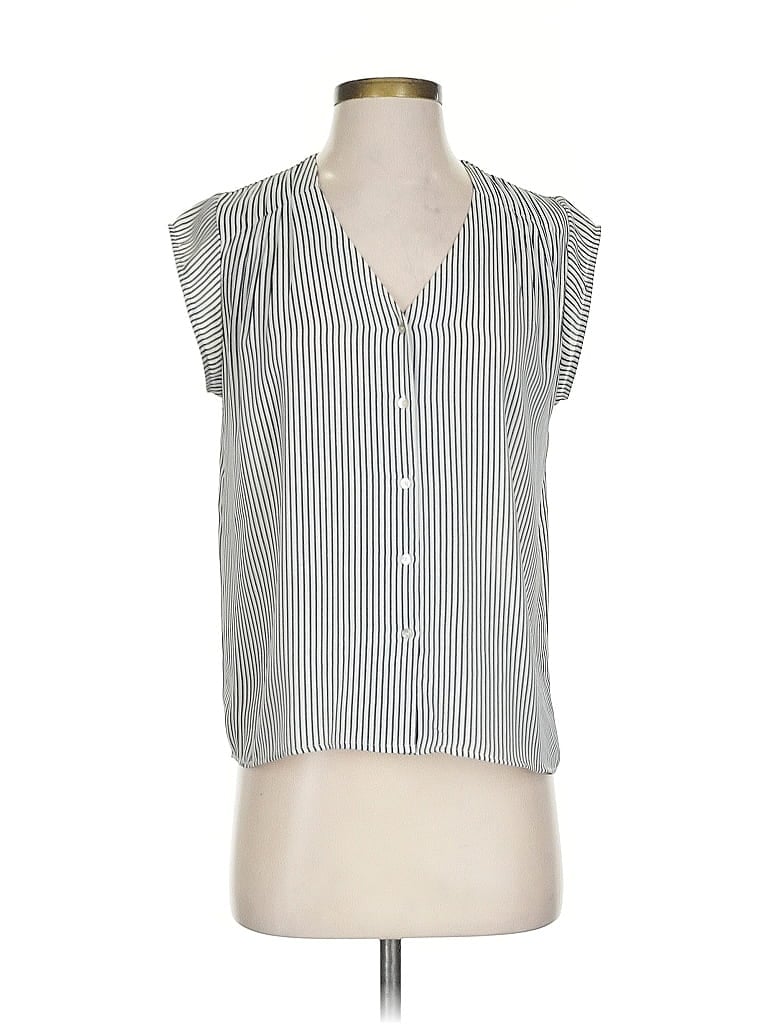H&M Stripes Gray Sleeveless Button-Down Shirt Size 2 - photo 1