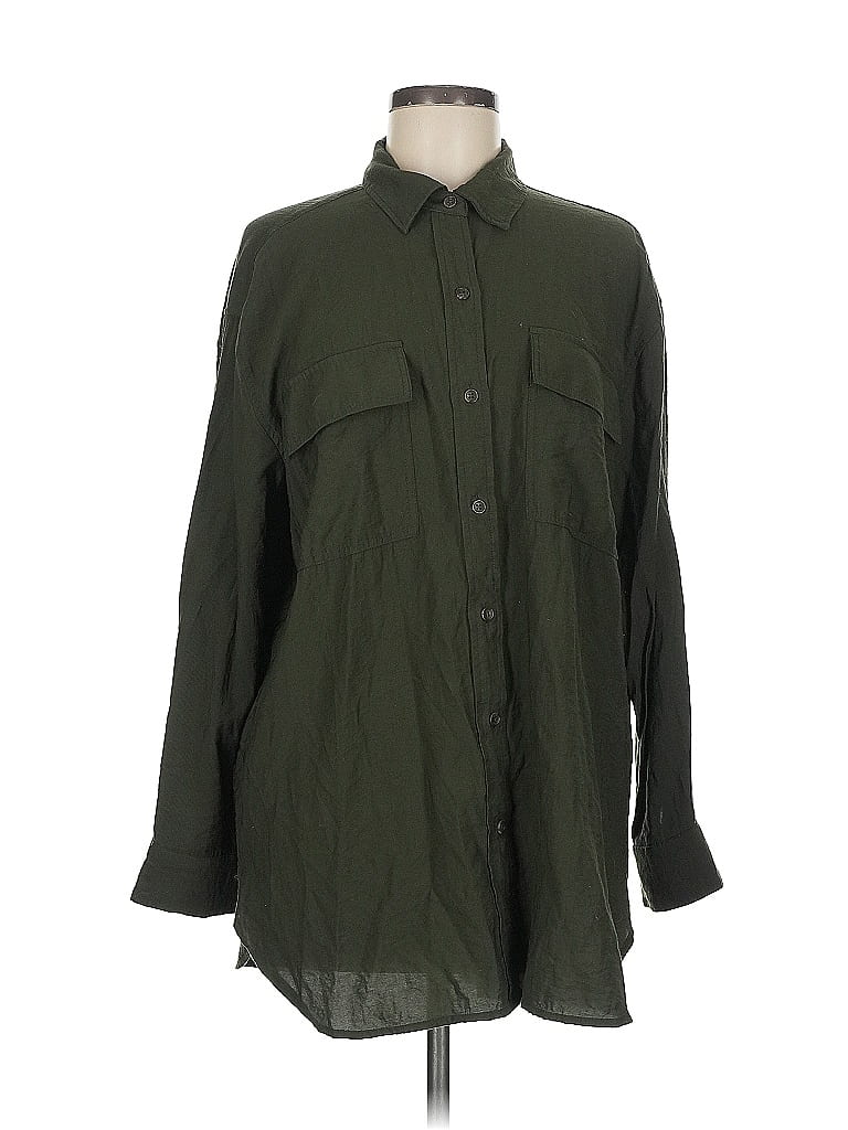 Pre-owned Banana Republic Factory Store Long Sleeve Button Down Shirt In Green