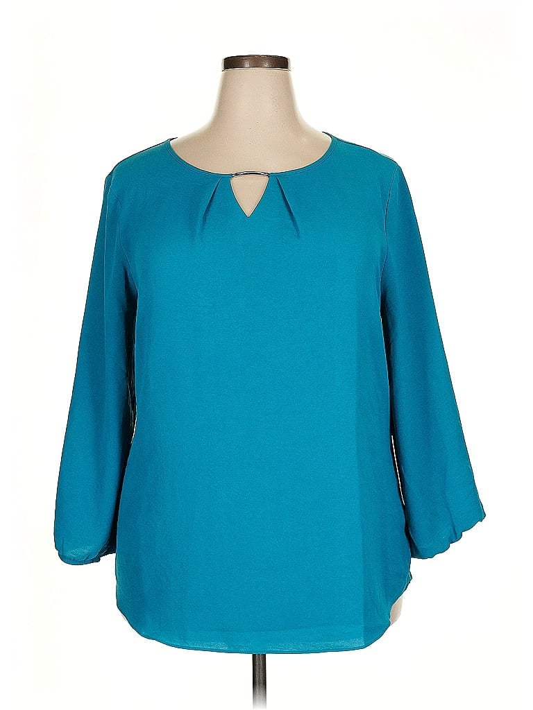 Fortune + Ivy 100% Polyester Teal 3/4 Sleeve Blouse Size XXL - photo 1