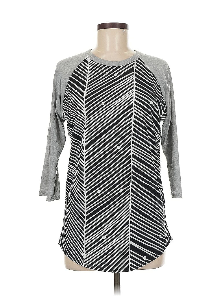 Pre-owned Lularoe 3/4 Sleeve Top Gray Boatneck Tops