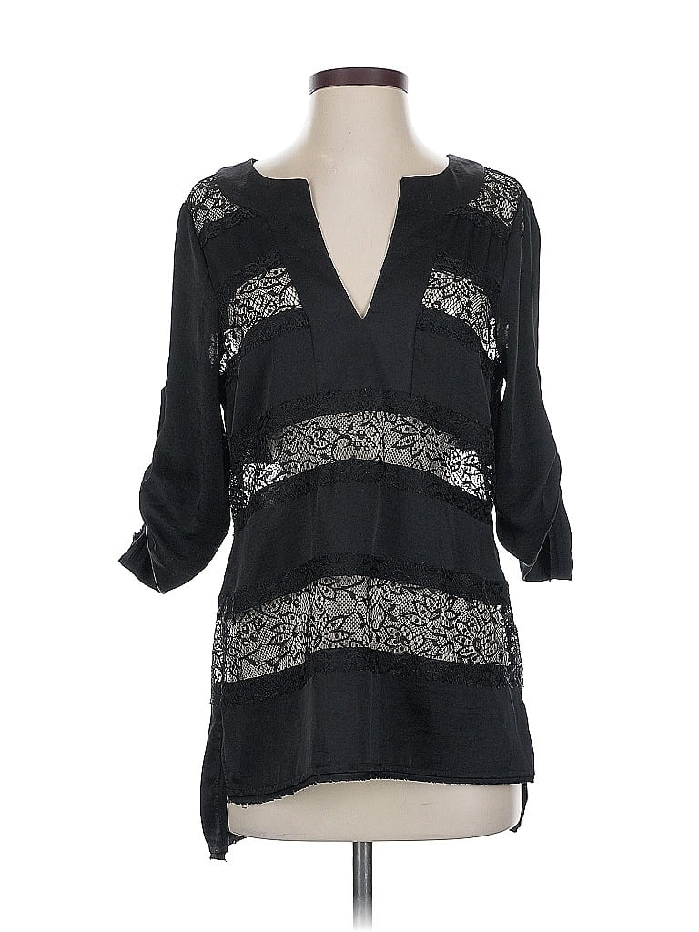 Pre-owned Bcbgmaxazria 3/4 Sleeve Blouse In Black