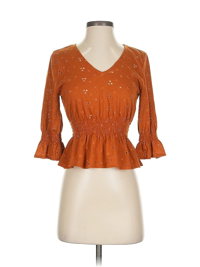 Blue Rain Orange 3/4 Sleeve Blouse Size XS - photo 1
