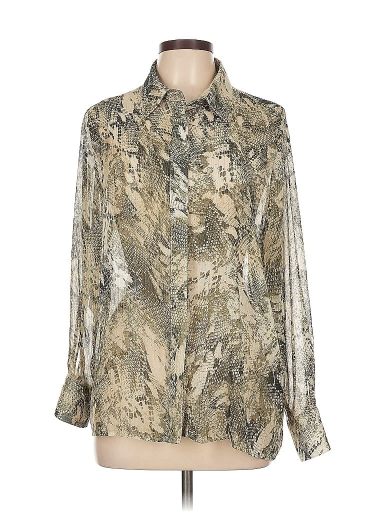 Pre-owned Zara Long Sleeve Blouse In Gold