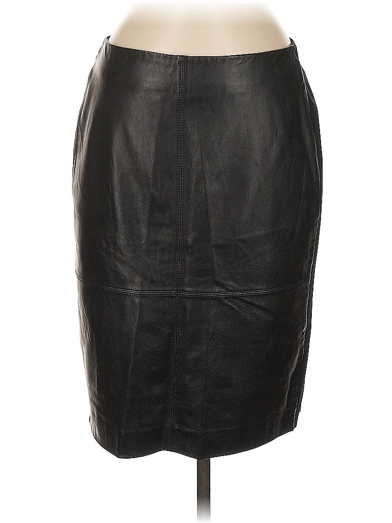 Pre-owned Talbots Faux Leather Skirt In Black
