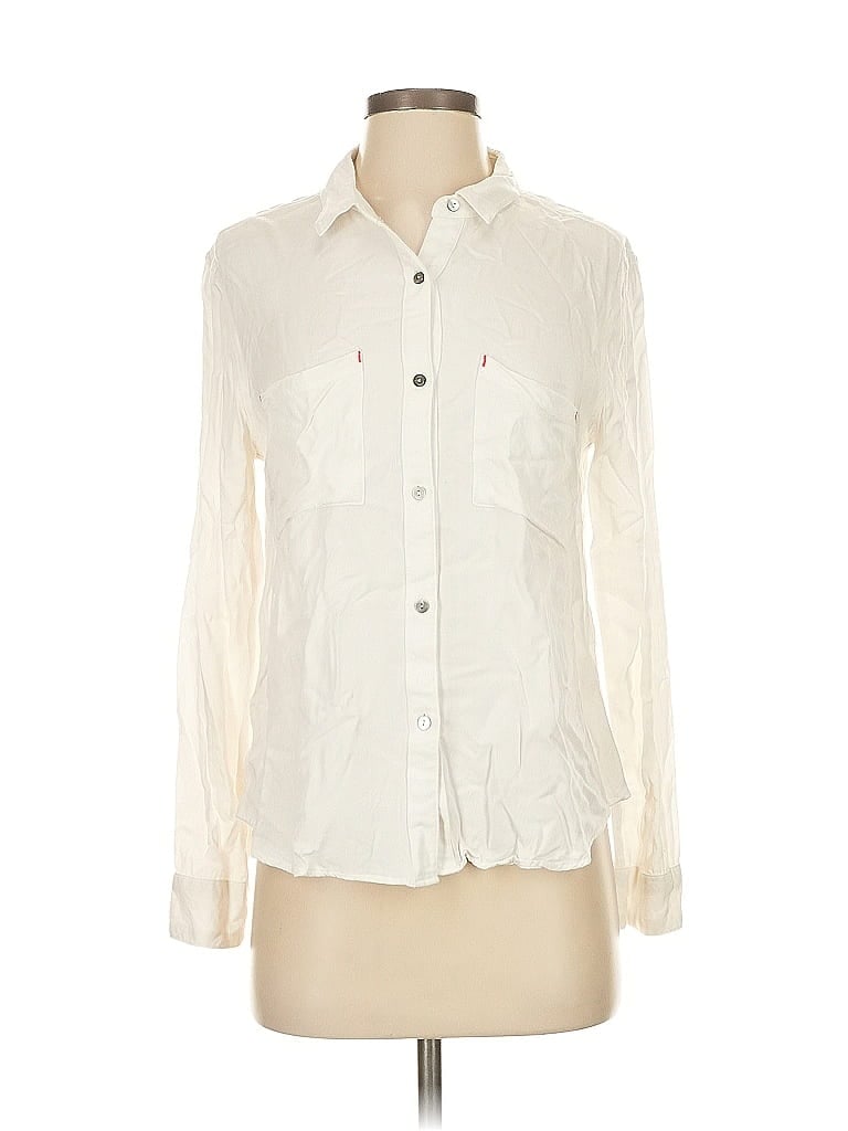 Pre-owned Current Air Long Sleeve Button Down Shirt In White