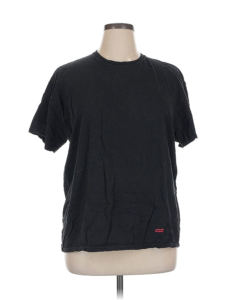 Hanes 100% Cotton Solid Black Short Sleeve T-Shirt Size XL - photo 1