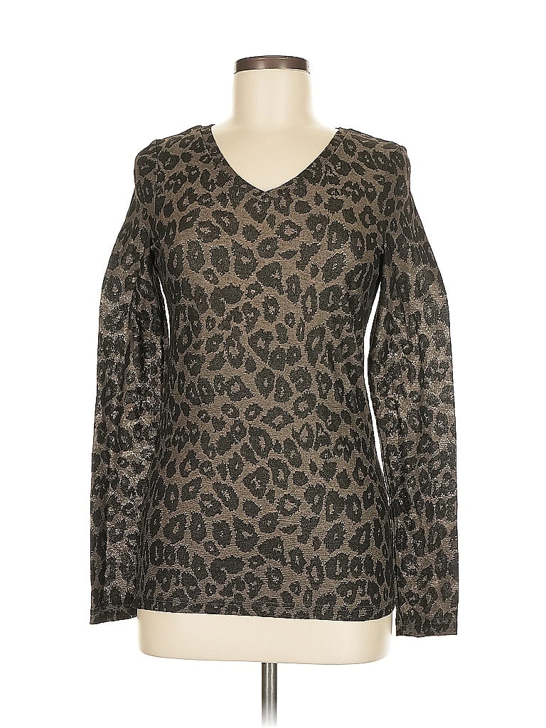 BKE Animal Print Brown Long Sleeve T-Shirt Size M - photo 1