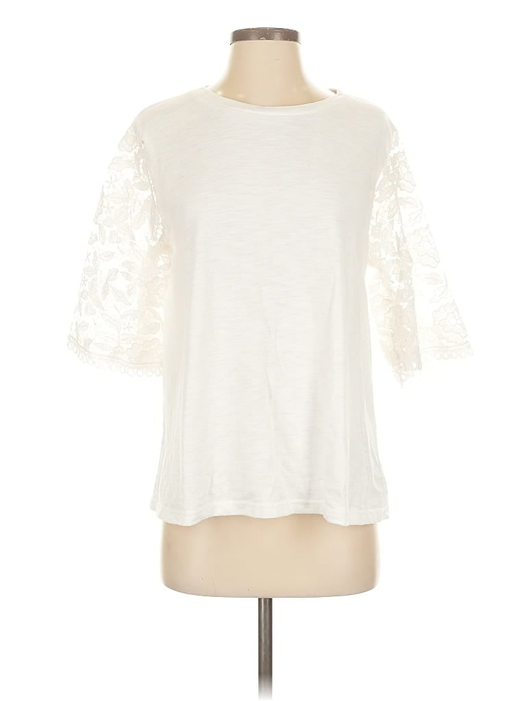 Click to view more detailed imagery on our partner's website Pre-owned Free The Roses Short Sleeve Top Ivory Crew Neck Tops In White