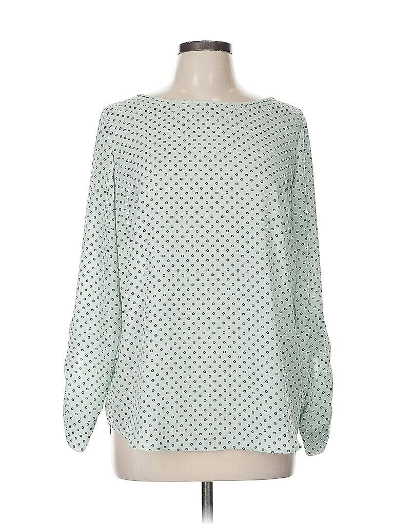 Ann Taylor Factory 100% Polyester Polka Dots Green Long Sleeve Blouse Size M - photo 1