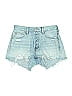 Denim Forum 100% Organic Cotton Tweed Blue Denim Shorts Size 23 waist - photo 1