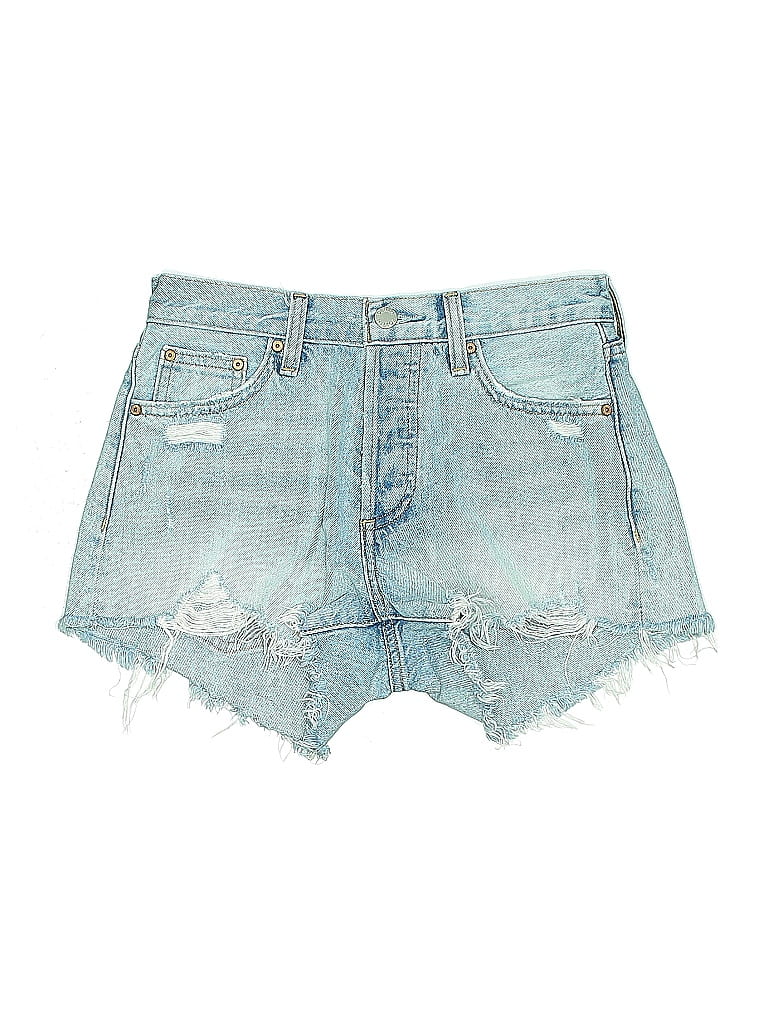 Denim Forum 100% Organic Cotton Tweed Blue Denim Shorts Size 23 waist - photo 1