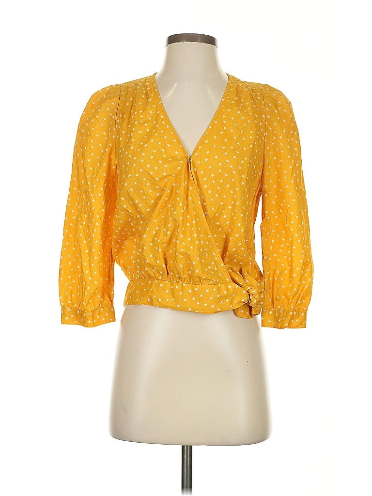 Click to view more detailed imagery on our partner's website Pre-owned Madewell 3/4 Sleeve Blouse In Yellow