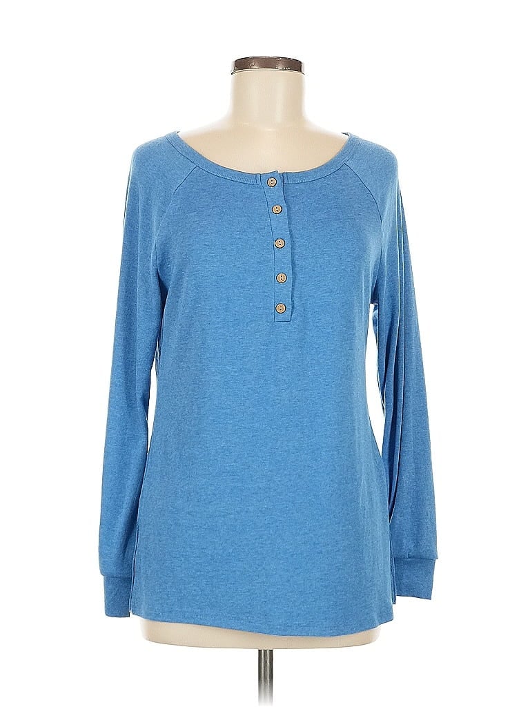 Pre-owned Unbranded Long Sleeve Henley Shirt In Blue