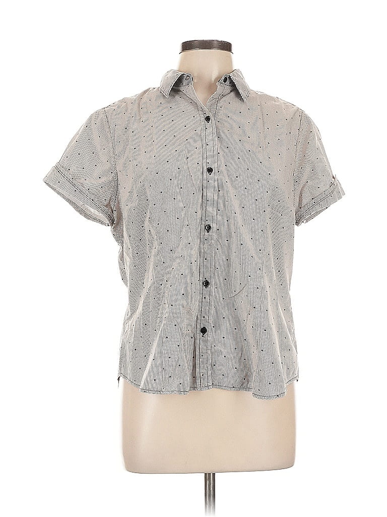 Pre-owned Liz Claiborne Short Sleeve Button Down Shirt In Gray