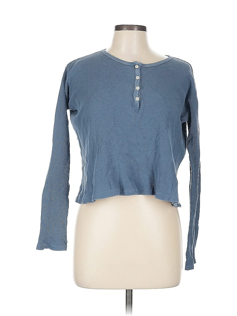 Pre-owned Unbranded Long Sleeve Henley Shirt In Purple