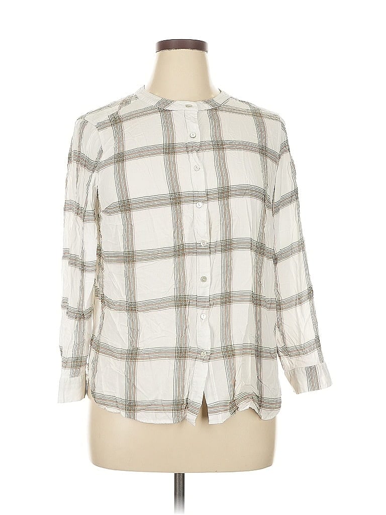 Pre-owned Jane And Delancey 3/4 Sleeve Button Down Shirt In White