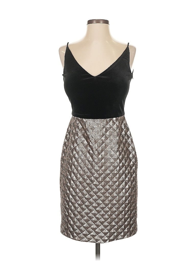 Black Halo Metallic Silver Cocktail Dress Size 4 - photo 1