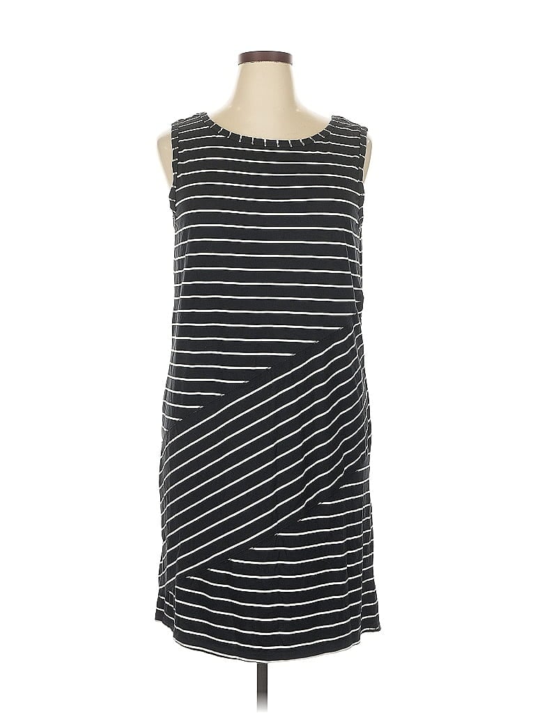 August Silk Stripes Black Casual Dress Size XL - photo 1