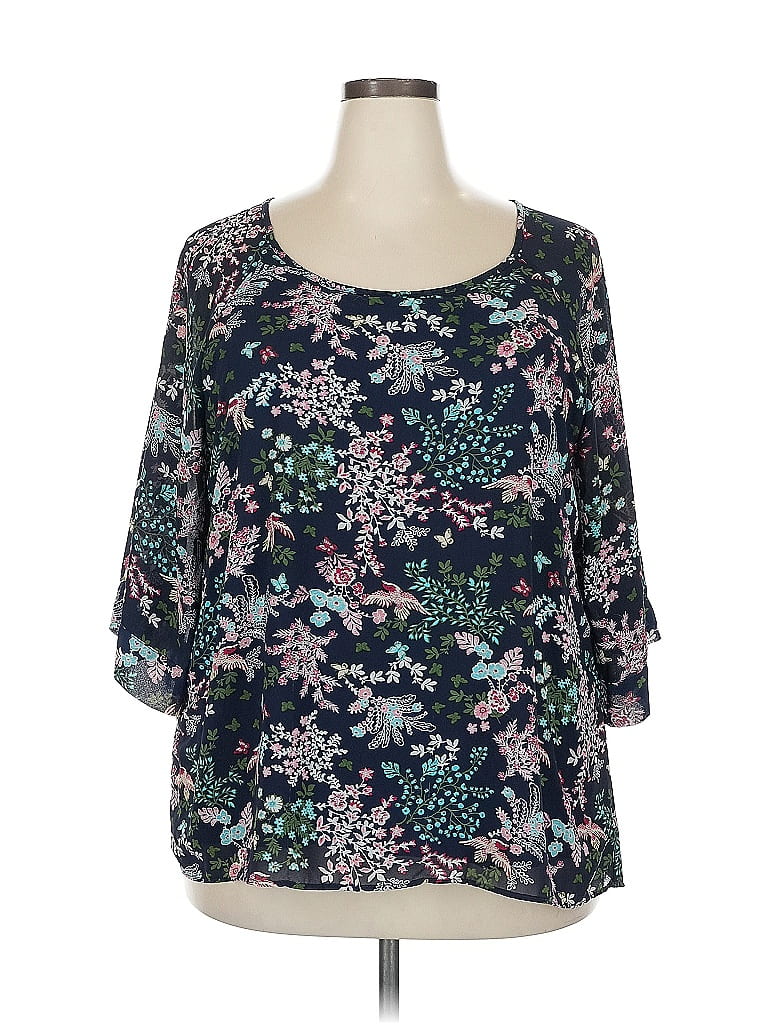 Pre-owned Cameo Long Sleeve Blouse In Blue